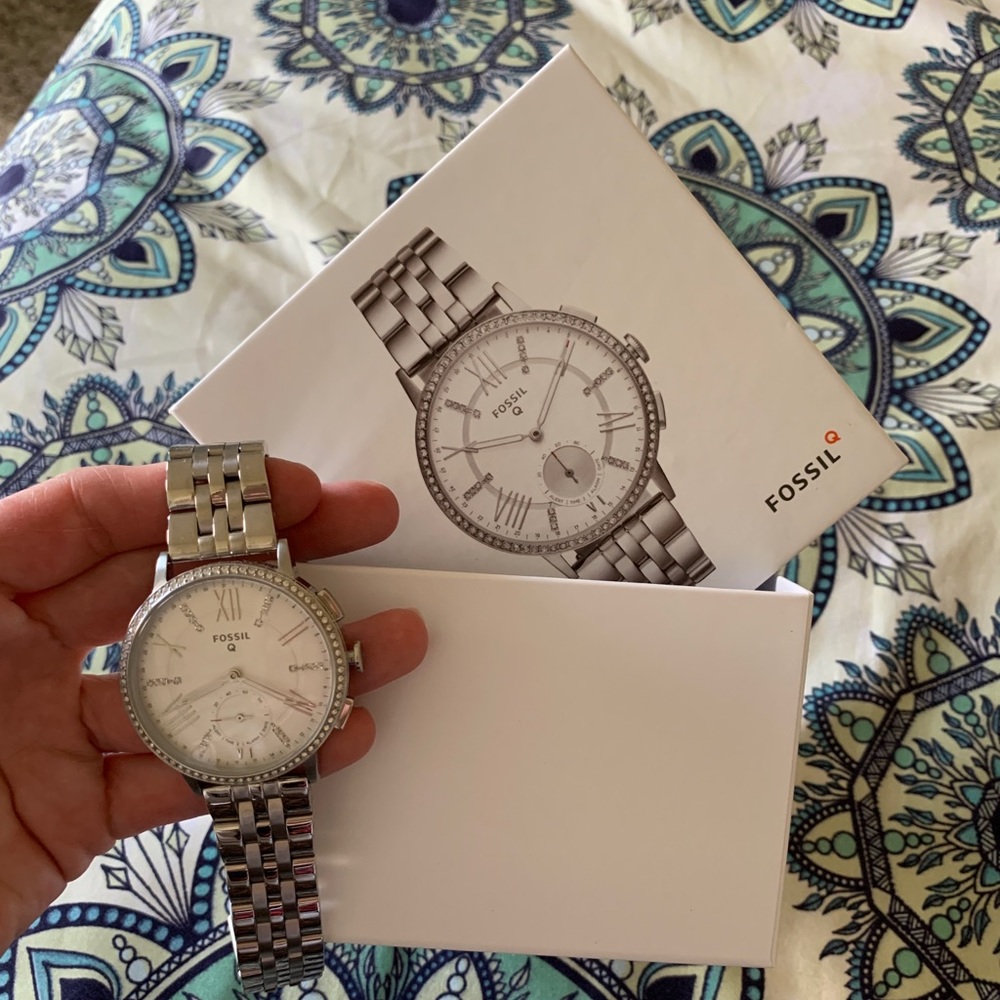 Fossil stainless steel diamond accents